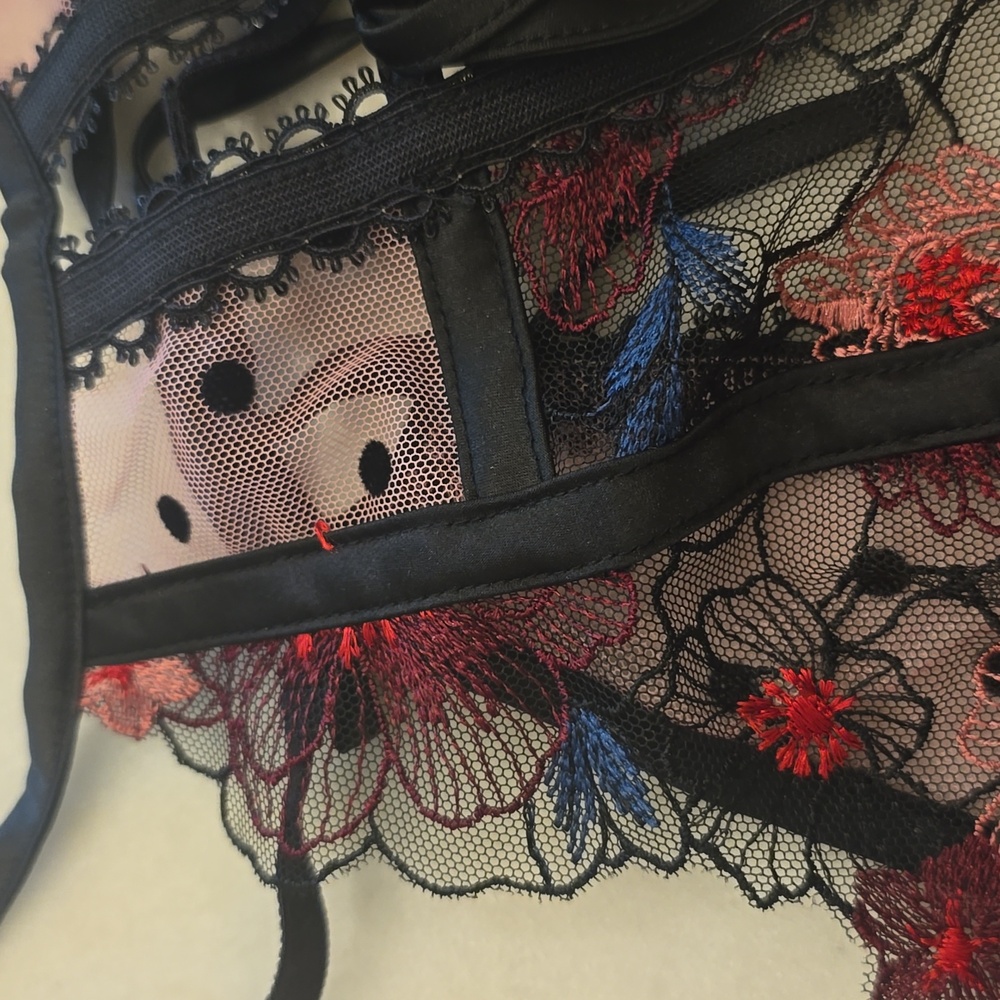 NWT For Love & Lemons Zinnia High Neck Embroidered Bra. 34B - Picture 6 of 11